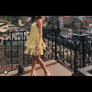 Yellow fringe dress from Zara